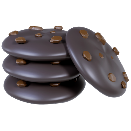 Biscuits nappés chocolat noir  3D Icon