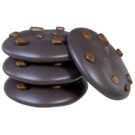 Biscuits nappés chocolat noir  3D Icon