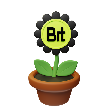 Bit Crypto Plant Pot  3D Icon