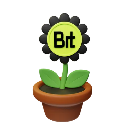 Bit Crypto Plant Pot  3D Icon