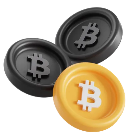 Bitcoin Coins In Spotlight 3D Icon