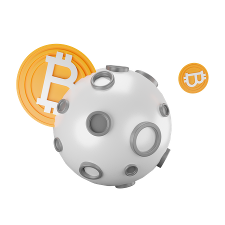 Bitcoin a la luna  3D Illustration