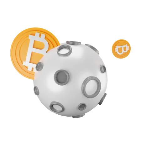 Bitcoin a la luna  3D Illustration