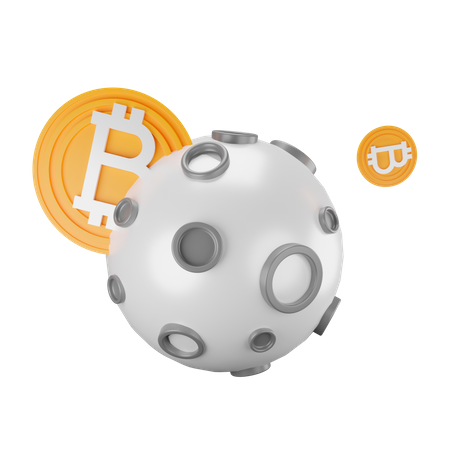 Bitcoin sur la lune  3D Illustration