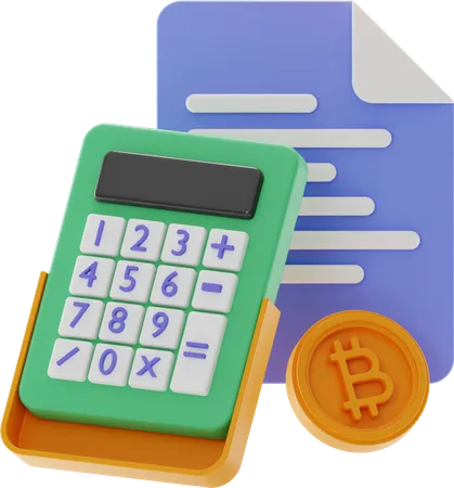 Bitcoin Accounting Report  3D Illustration