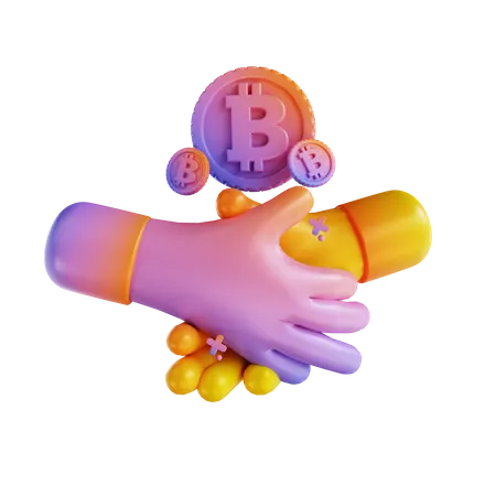 3 D Illustration Colorful Bitcoin Agreement 3D Illustration