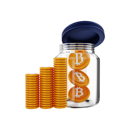 Ahorros de bitcoins  3D Illustration