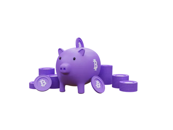 Ahorros de bitcoins  3D Illustration