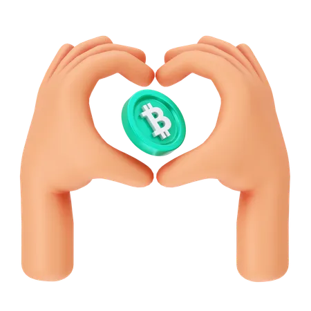 Amor bitcoin  3D Icon