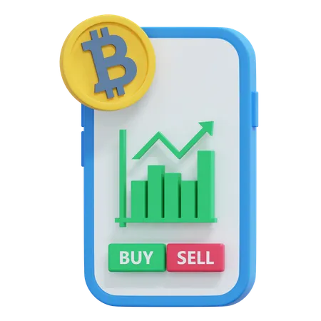 Bitcoin Investment Chart App 3 D Crypto Icon Illustration 3D Icon