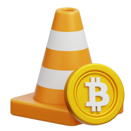 Bitcoin and Cone  3D Icon