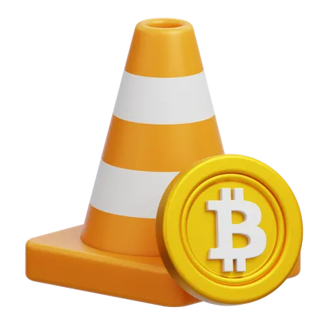 Bitcoin and Cone  3D Icon