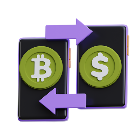 Bitcoin And Dollar Currency Exchange  3D Icon