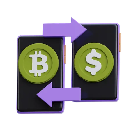 Bitcoin And Dollar Currency Exchange  3D Icon