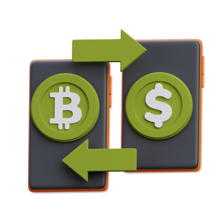 Bitcoin And Dollar Currency Exchange  3D Icon