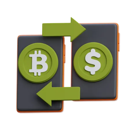 Bitcoin And Dollar Currency Exchange  3D Icon