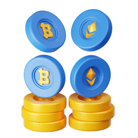 ビットコインとイーサリアム  3D Icon