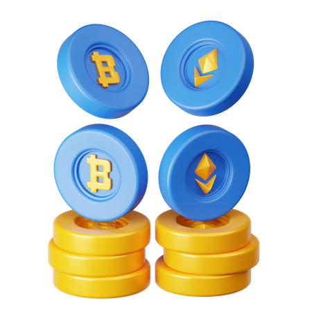 Bitcoin and Ethereum  3D Icon