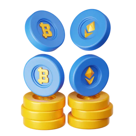 Bitcoin and Ethereum  3D Icon