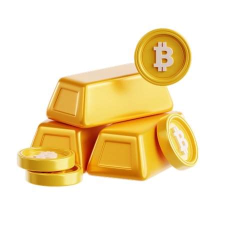 Bitcoin and Gold  3D Icon