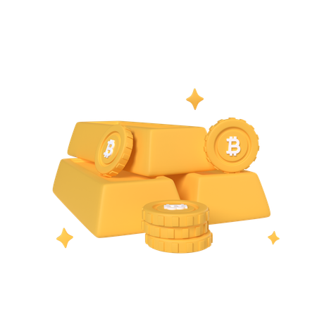 Bitcoin And Gold  3D Icon