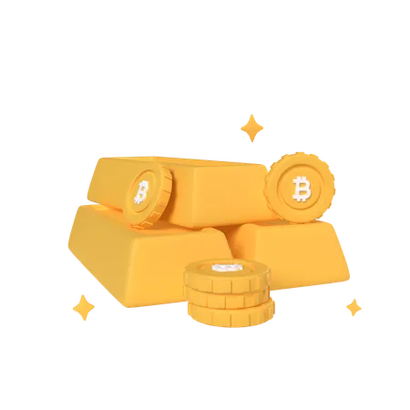 Bitcoin And Gold  3D Icon