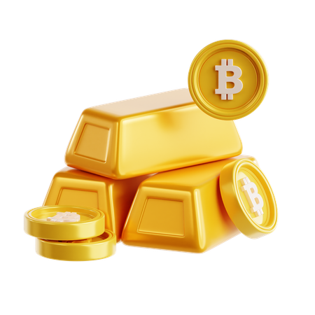 Bitcoin and Gold 3D Icon