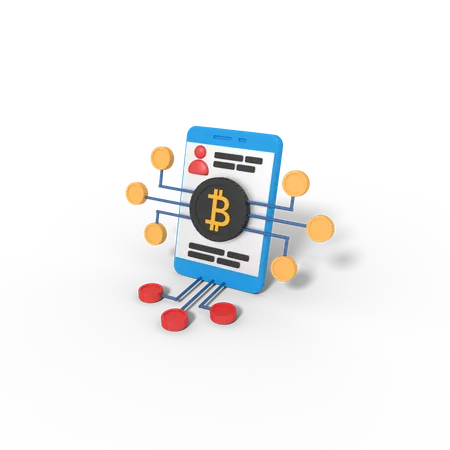 3 D Illustration Of Bitcoin App In Phone 3D Icon