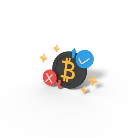 3 D Illustration Of Bitcoin Approve And Remove 3D Icon
