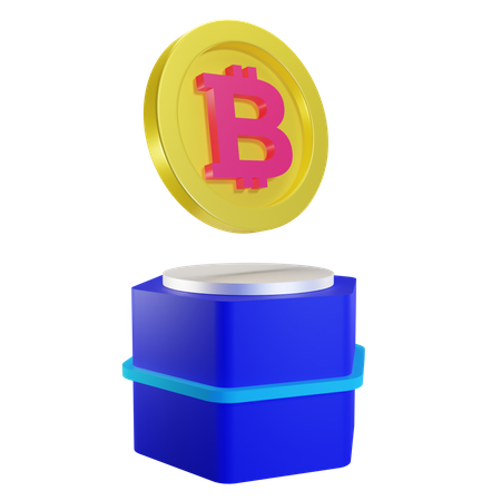 Bitcoin auf dem Podium  3D Illustration