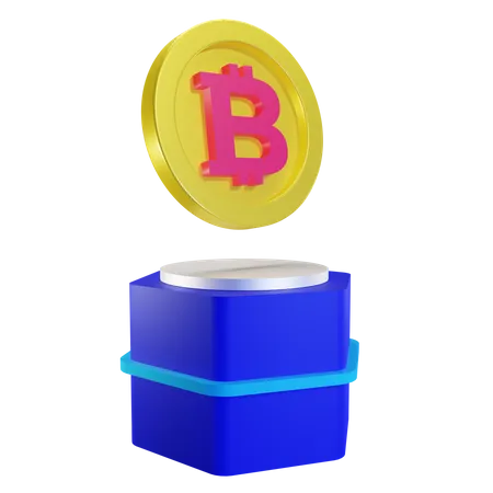 Bitcoin auf dem Podium  3D Illustration