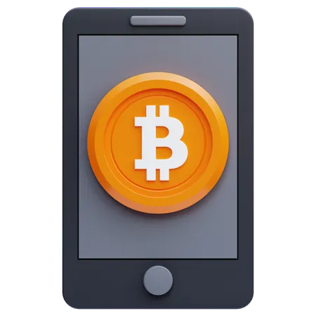 Bitcoin auf dem Smartphone  3D Icon