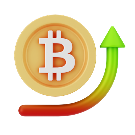 Bitcoin aumentando  3D Icon