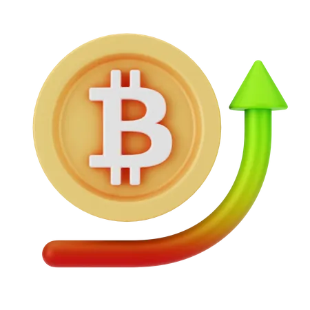 Bitcoin aumentando  3D Icon