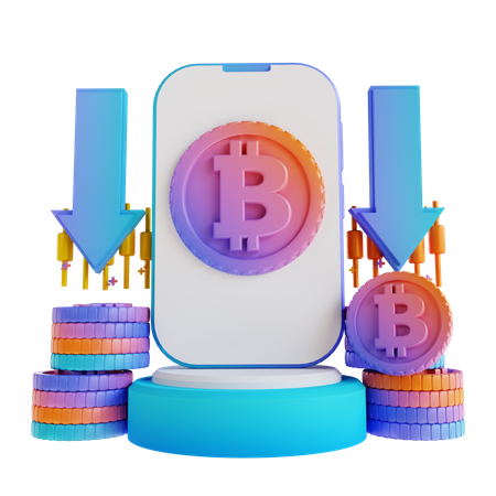 Bitcoin-Austausch-App  3D Illustration