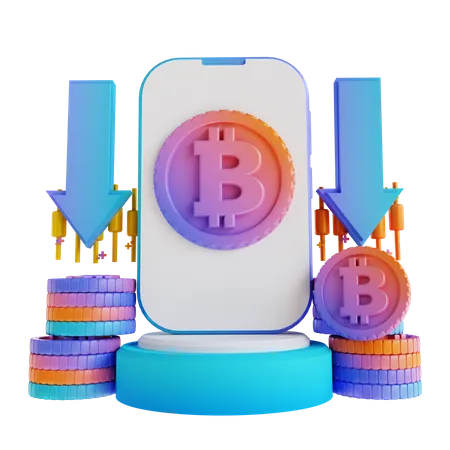 Bitcoin-Austausch-App  3D Illustration