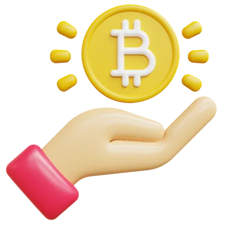 Bitcoin avec la main  3D Icon