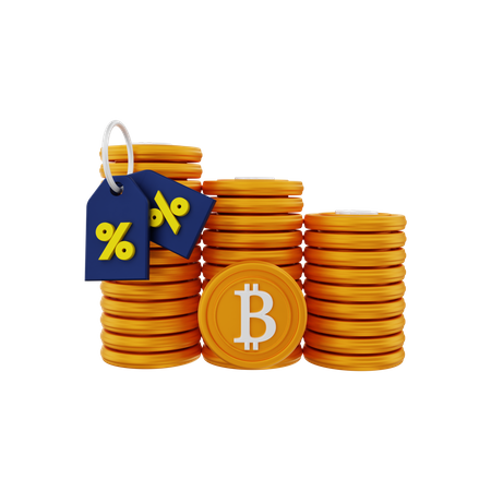 Bitcoin avec réduction  3D Illustration