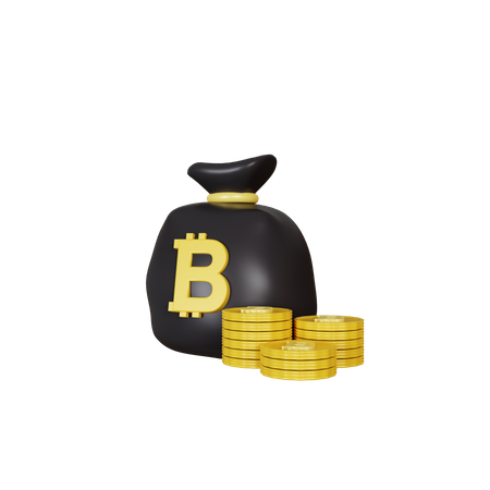 Bitcoin Bag  3D Illustration