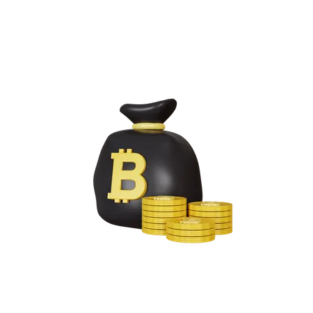 3 D Rendering Bitcoin Bag Illustration 3D Illustration