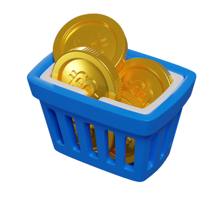 Bitcoin Basket  3D Illustration