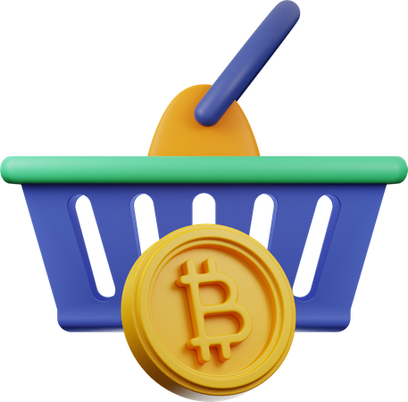 Bitcoin Basket  3D Illustration