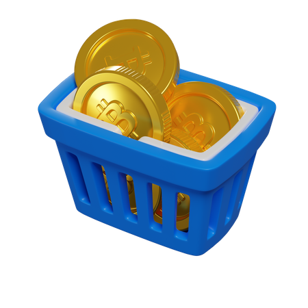 Bitcoin Basket 3D Illustration