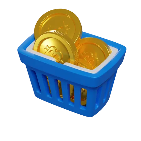 Bitcoin Basket  3D Illustration