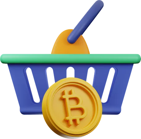Bitcoin Basket 3D Illustration