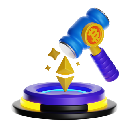 Bitcoin Biding  3D Icon