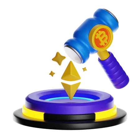 Bitcoin Biding  3D Icon