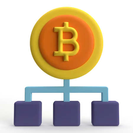 ビットコイン ブロックチェーン  3D Icon