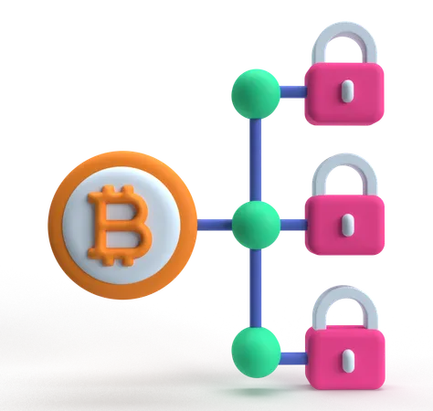 Bitcoin Blockchain  3D Icon