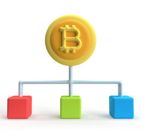 Bitcoin Blockchain  3D Icon